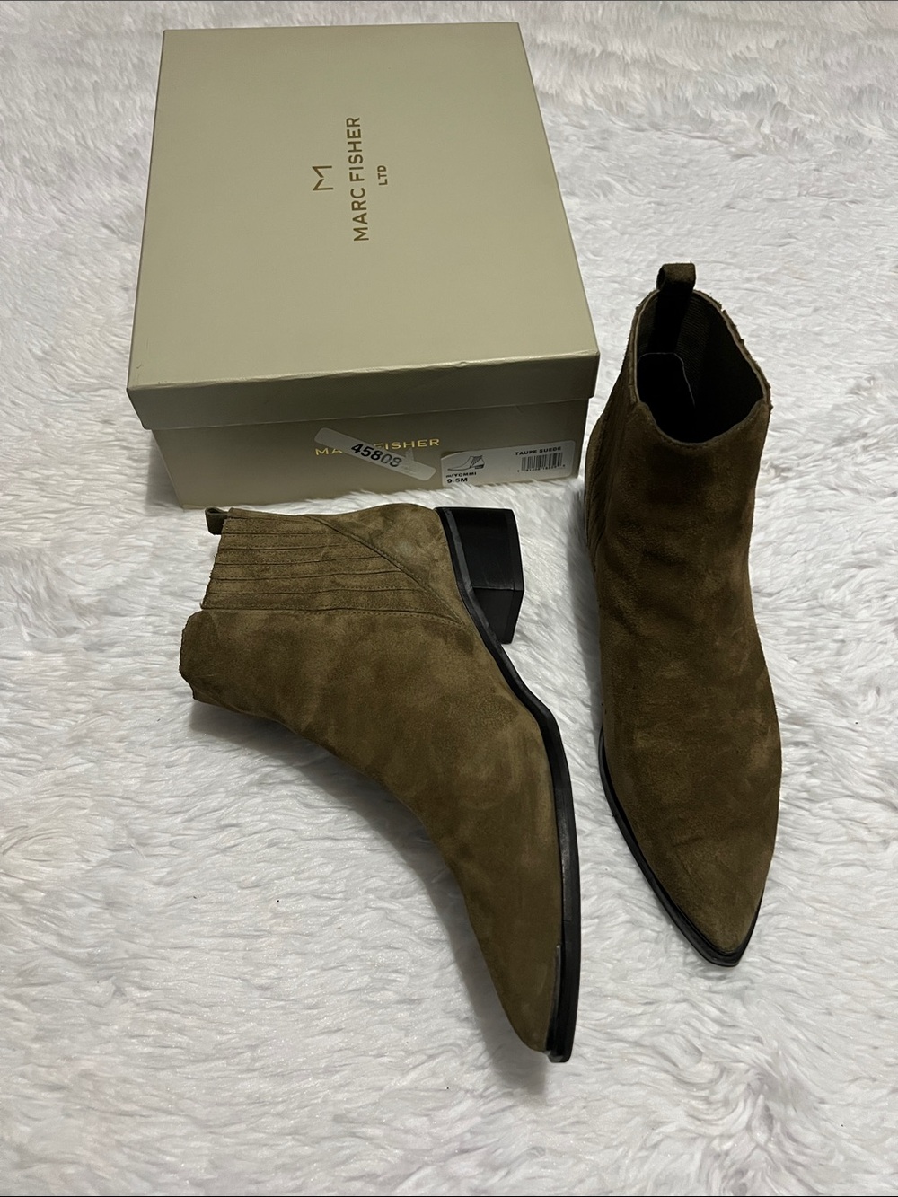 Marc Fisher Olive Green Suede Ankle Booties
